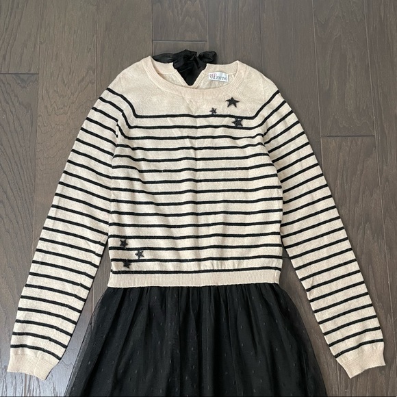 Red Valentino Wool Sweater Black Lace Maxi Dress - Picture 5 of 12